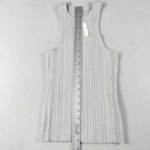 Madewell Tank Silver Womans Small Signature Shimmer Knit Cutaway Sweater Ribbed - Picture 10 of 13